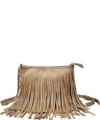 Fringed Shoulder Bag Tassel Cross Body E031 STONE